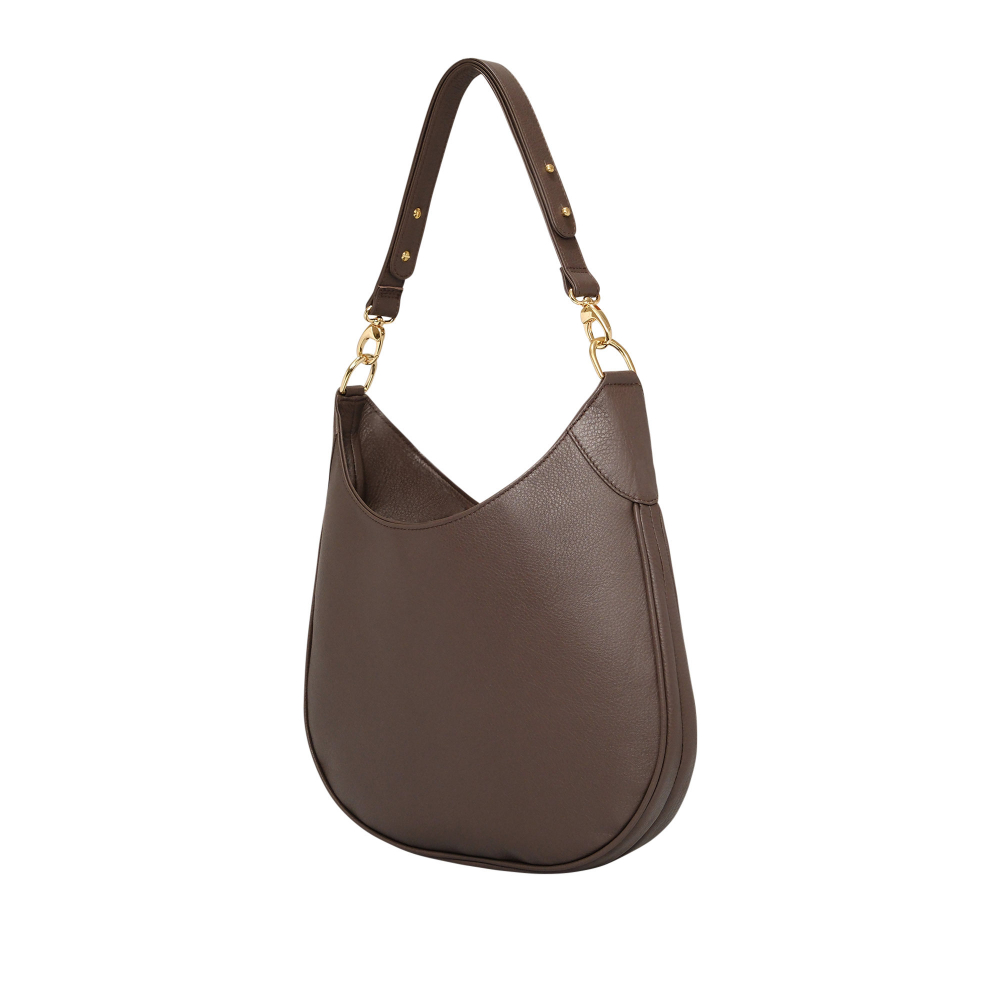 Hobo Bag Schultertasche aus Kalbsleder in dunkelbraun
